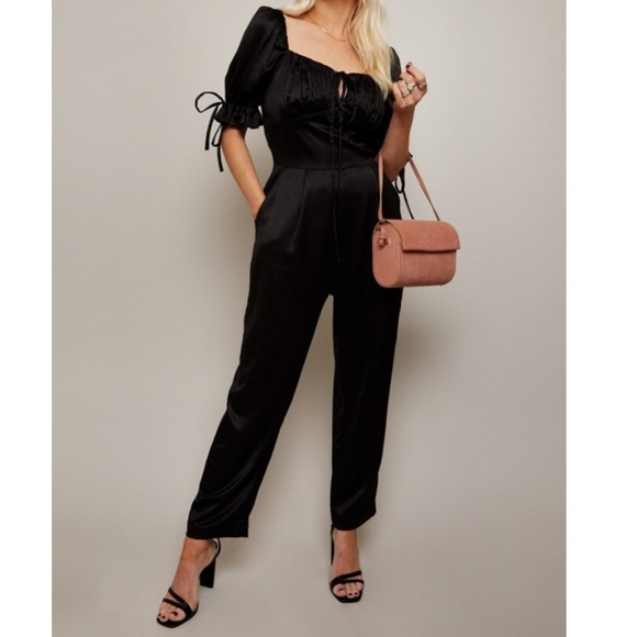 ASOS Pants - ASOS Outrageous Fortune Milkmaid Satin Jumpsuit